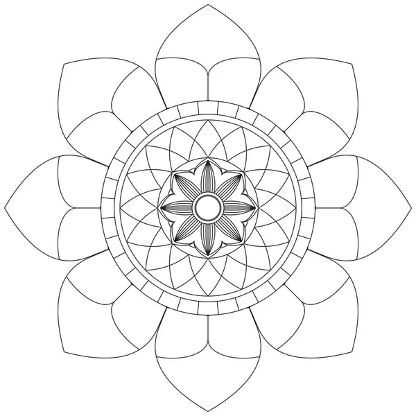 Mandala Vector Hoja Flor Colorear Arte Gráfico Simple Floral Oriental — Archivo Imágenes Vectoriales