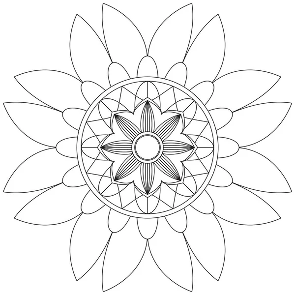 Hoja Flor Pétalo Colorear Mandala Arte Forma Gráfica Simple Vector — Archivo Imágenes Vectoriales