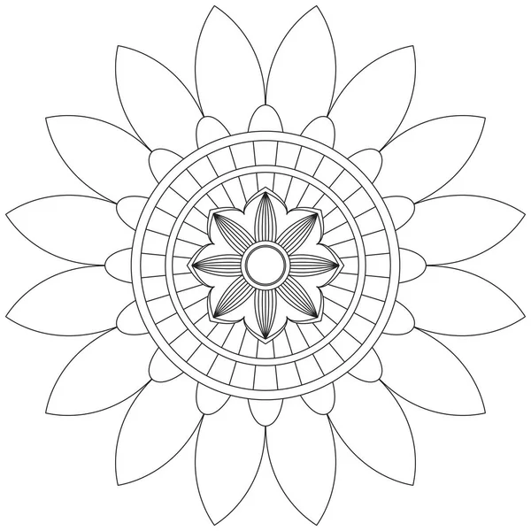 Mandala Vector Folha Flor Coloração Arte Simples Gráfico Floral Oriental —  Vetores de Stock