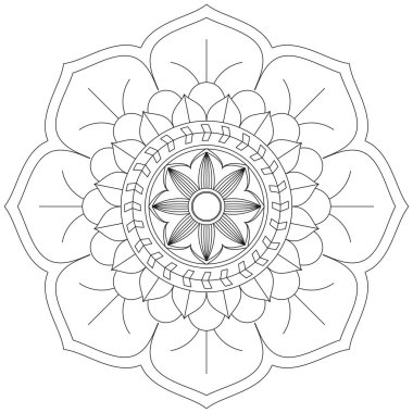Mandala Vektörü Yaprak Renklendirme Sanatı Basit Grafik Çiçek Doğulu Klasik Resim İslami Hint Mistik Dini Ahlakı Nilüfer Yazdırma Kumaşı Tekstil Sembolü Tekstil Sembolü 