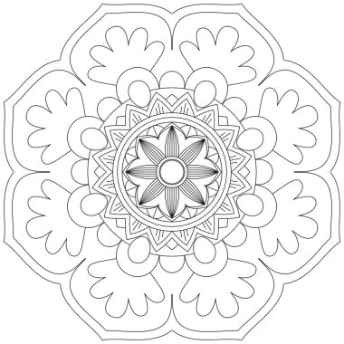 Mandala Vektörü Yaprak Renklendirme Sanatı Basit Grafik Çiçek Doğulu Klasik Resim İslami Hint Mistik Dini Ahlakı Nilüfer Yazdırma Kumaşı Tekstil Sembolü Tekstil Sembolü 