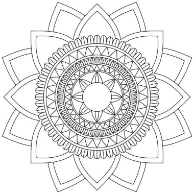 Mandala Vektörü Yaprak Renklendirme Sanatı Basit Grafik Çiçek Doğulu Klasik Resim İslami Hint Mistik Dini Ahlakı Nilüfer Yazdırma Kumaşı Tekstil Sembolü Tekstil Sembolü 