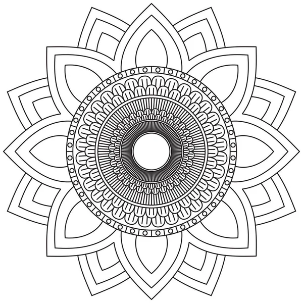 Mandala Vector Leaf Flower Coloring Art Simple Graphic Floral Oriental — Image vectorielle