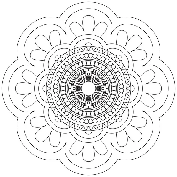 Mandala Vector Leaf Flower Coloring Art Simple Graphic Floral Oriental — Stock Vector