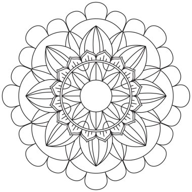 Mandala Vektörü Yaprak Renklendirme Sanatı Basit Grafik Çiçek Doğulu Klasik Resim İslami Hint Mistik Dini Ahlakı Nilüfer Yazdırma Kumaşı Tekstil Sembolü Tekstil Sembolü 