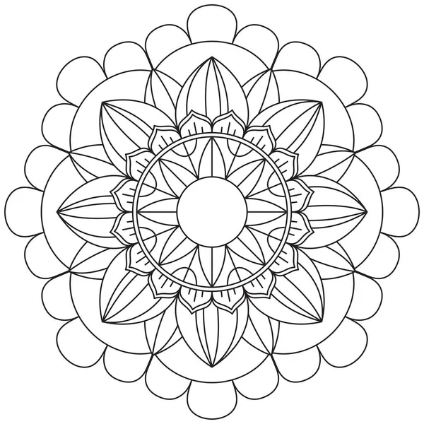 Mandala Vector Folha Flor Coloração Arte Simples Gráfico Floral Oriental — Vetor de Stock