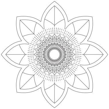 Mandala Vektörü Yaprak Renklendirme Sanatı Basit Grafik Çiçek Doğulu Klasik Resim İslami Hint Mistik Dini Ahlakı Nilüfer Yazdırma Kumaşı Tekstil Sembolü Tekstil Sembolü 