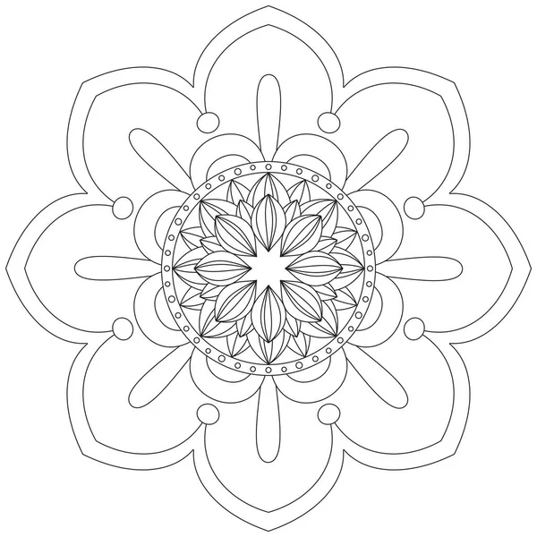 Mandala Vektor Blomma Färg Konst Enkel Grafik Blomma Orientalisk Kontur — Stock vektor