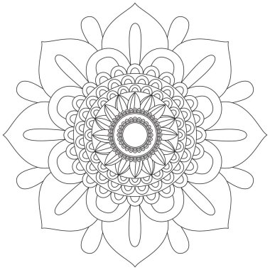 Mandala Vektörü Yaprak Renklendirme Sanatı Basit Grafik Çiçek Doğulu Klasik Resim İslami Hint Mistik Dini Ahlakı Nilüfer Yazdırma Kumaşı Tekstil Sembolü Tekstil Sembolü 