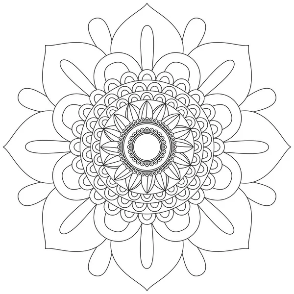 Mandala Vector Leaf Flower Coloring Art Simple Graphic Floral Oriental — Vettoriale Stock