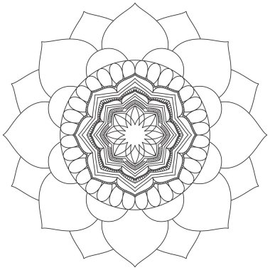 Mandala Vektörü Yaprak Renklendirme Sanatı Basit Grafik Çiçek Doğulu Klasik Resim İslami Hint Mistik Dini Ahlakı Nilüfer Yazdırma Kumaşı Tekstil Sembolü Tekstil Sembolü