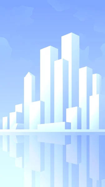 Light Blue City High Rise Buildings Vertical Metropolis Landscape — Stock Vector