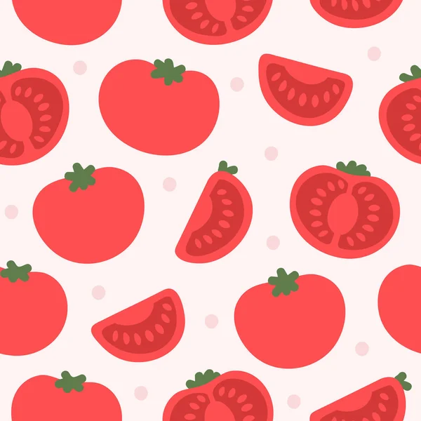 Czerwony Pomidor Płaskim Stylu Płynny Wzór Warzyw Różowym Tle — Wektor stockowy