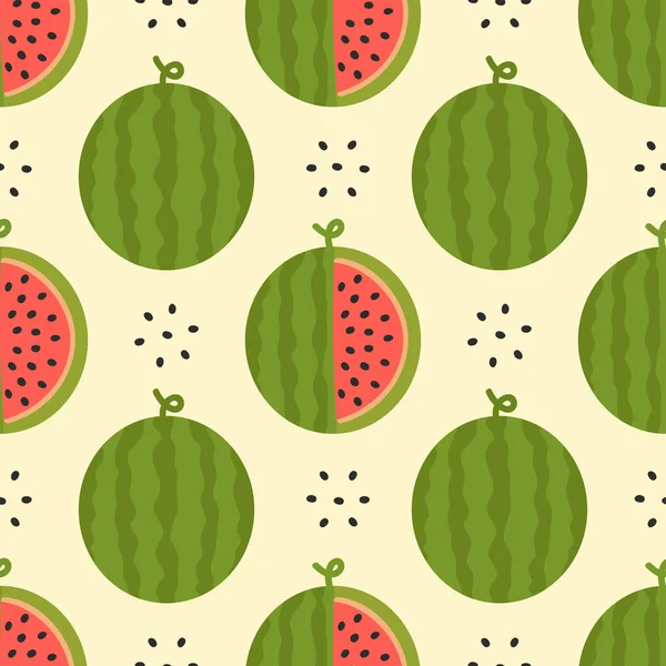 Big Sweet Watermelons Pattern Peach Background — Stock Vector