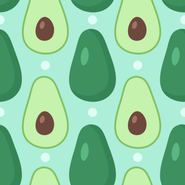 Yeşil arka planda vektör dikişsiz avokado sebzesi.