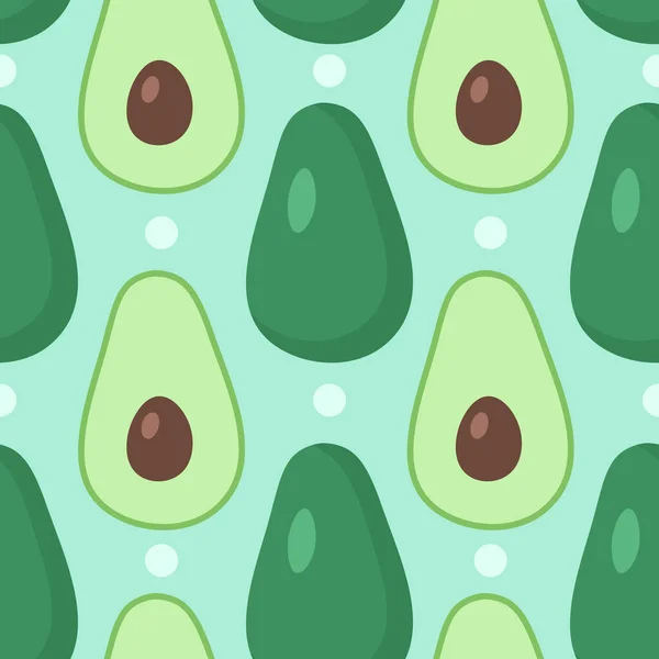 Vector Seamless Pattern Avocado Vegetable Green Background — ストックベクタ