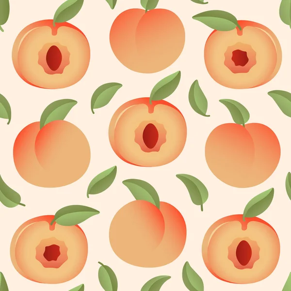 Seamless Pattern Juicy Peach Slices — Stockvektor