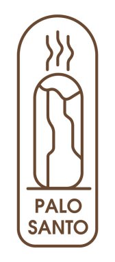 Palo santo silueti. Kutsal ağacın güzel kokulu ahşap sopası. Düz vektör çizimi. Kahverengi arkaplanda beyaz arkaplanda izole.