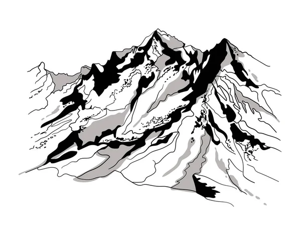 山地景观 由斑点和线条画出的山体图案 平面矢量图解 — 图库矢量图片