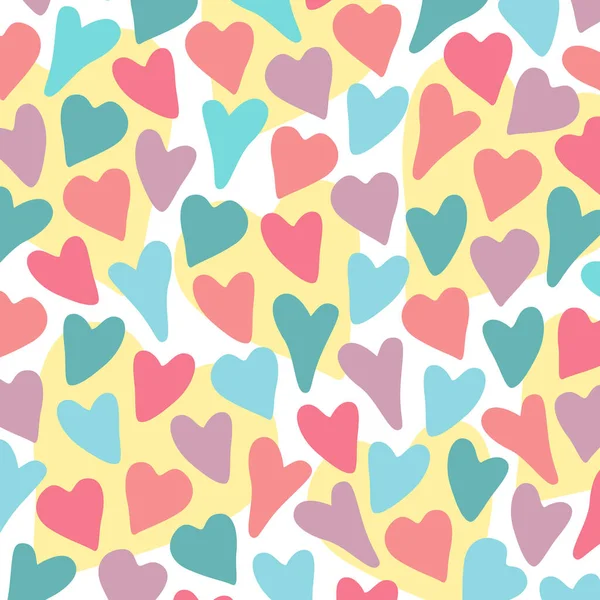 Hearts Multi Colored Hearts Different Shapes Randomly Scattered Vector Pattern — Image vectorielle