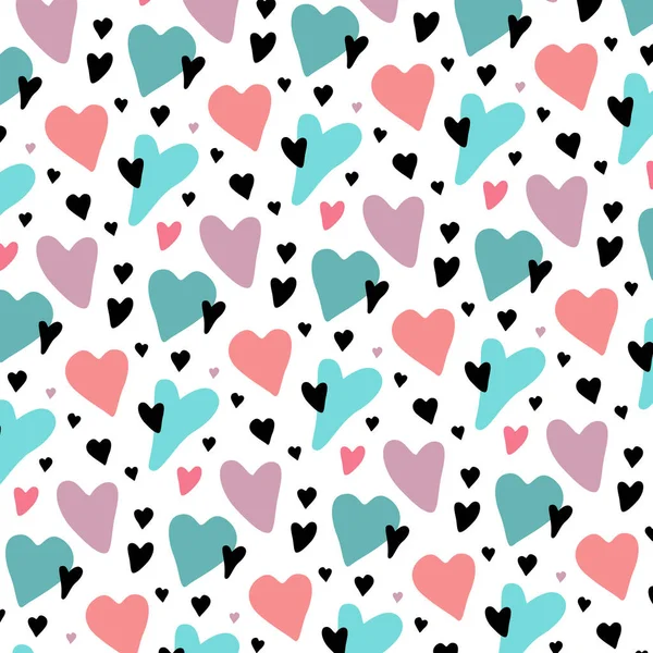 Des Cœurs Modèle Avec Des Coeurs Multicolores Différentes Tailles Formes — Image vectorielle