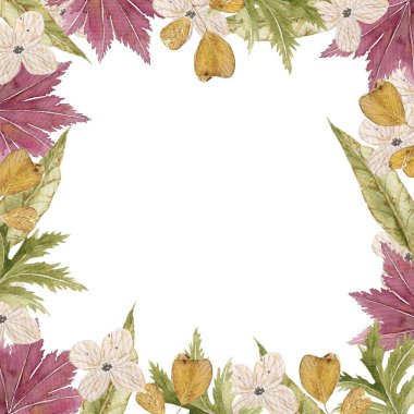 Dekor, tasarım, kartlar, davetiyeler, kağıt dekor için sonbahar yaprakları çerçevesi. 