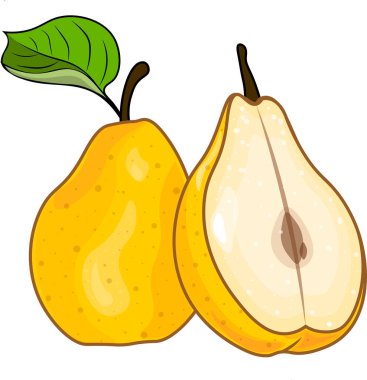 Şeffaf bir armut tasviri; karikatür armudu; armut çizimi; meyve ve sebze;