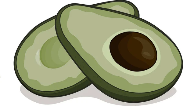 Avocado Illustratie Twee Helften Avocado Cartoon Foto Van Een Avocado — Stockvector