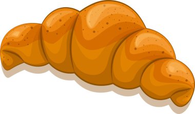 şeffaf arkaplan ile çizgi film kruvasanı; bir kruvasanın güzel çizimi; pişirmenin illüstrasyonu;