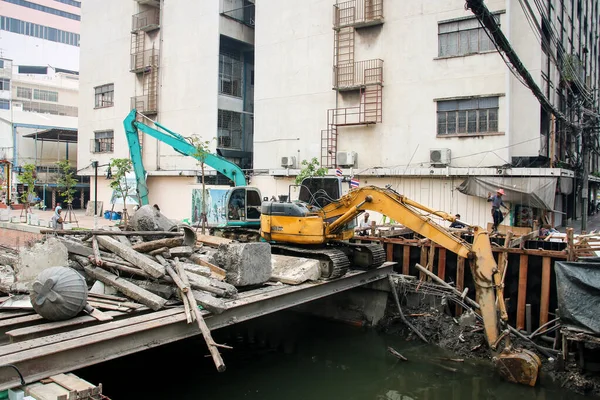 Bangkok Tailândia Dezembro 2018 Projeto Construção Para Renovar Paisagem Urbana — Fotografia de Stock