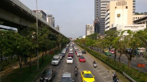 Bangkok Thailand March 2021 Numerous Cars Traffic Jams Rush Hour — Stock Video