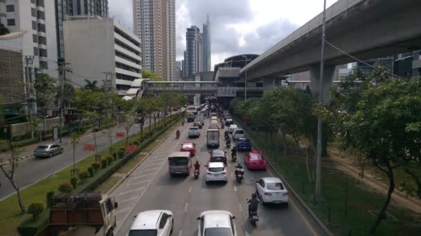 Bangkok Thaiföld Március 2021 Számos Autó Dugók Csúcsforgalomban — Stock videók