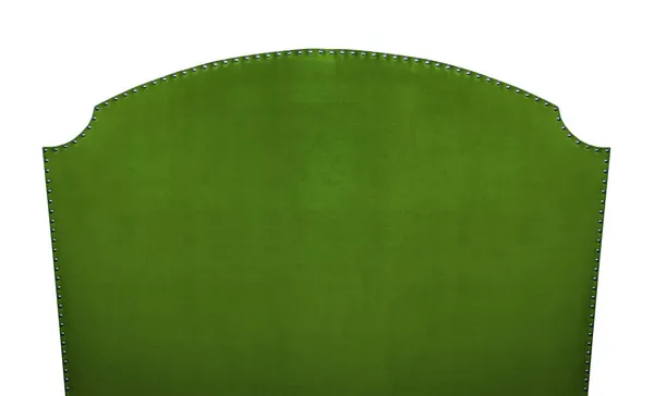 Koyu Yeşil Kadife Kumaş Şekilli Yatak Başlığı Beyaz Arka Planda — Stok fotoğraf