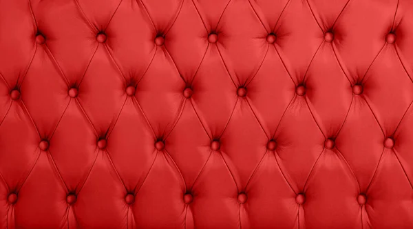 Textura Fondo Cuero Genuino Capitone Rojo Escarlata Tapicería Muebles Mechón —  Fotos de Stock