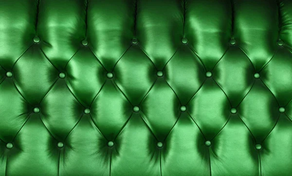 Sfondo Texture Verde Smeraldo Scuro Capitone Vera Pelle Stile Retrò — Foto Stock