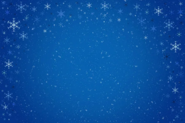 Streszczenie Ciemnoniebieski Boże Narodzenie Wakacje Zima Tło Ramki Spadające Płatki — Zdjęcie stockowe