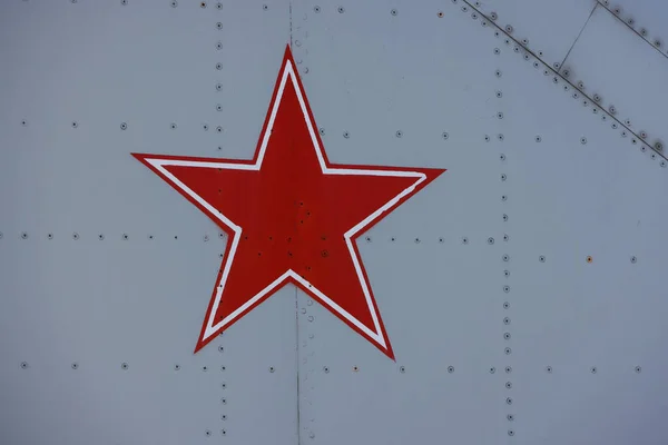 Close Soviet Union Russian Red Star Symbol Painted Vintage Military — Stock Photo, Image