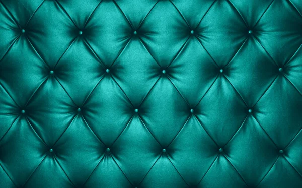 Close Sfondo Texture Turchese Verde Acqua Blu Capitone Vera Pelle — Foto Stock