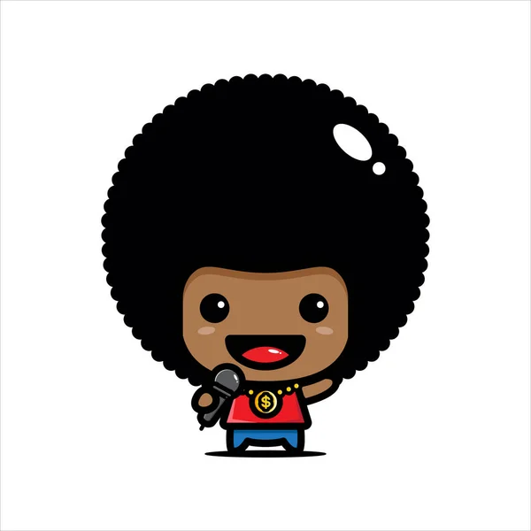 Aranyos Afro Karakter Vektor Tervezés — Stock Vector