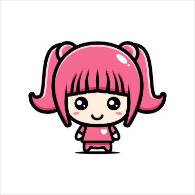 Tatlı kız vektör karakter tasarımı