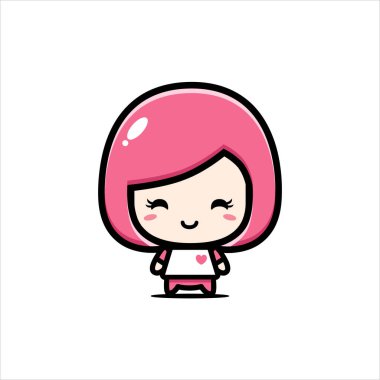 Sevimli kız karakter vektör tasarımı