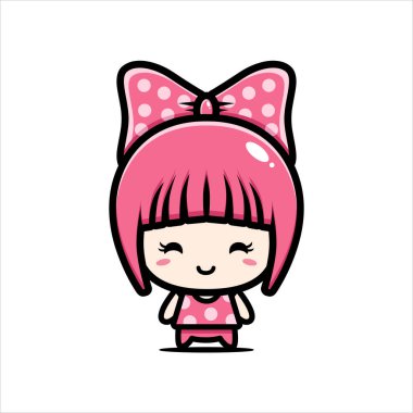 Tatlı kız vektör karakter tasarımı