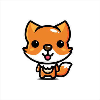 Şirin tilki karakter vektör tasarımı