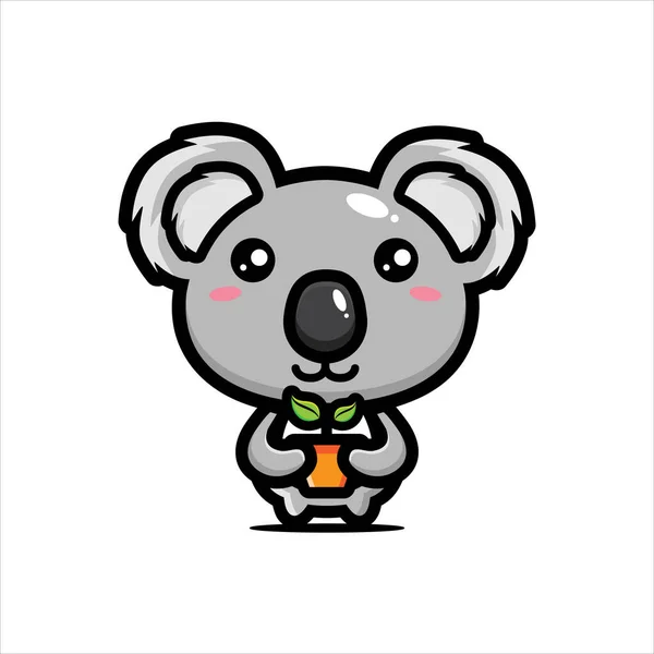 Koala Vector Diseño Lleva Semillas Árbol — Vector de stock