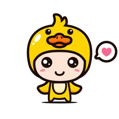 Şirin ördek maskotu chibi tasarımı