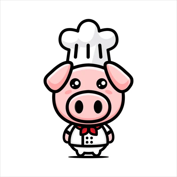 Projeto Vetorial Personagem Porco Para Ser Chef — Vetor de Stock