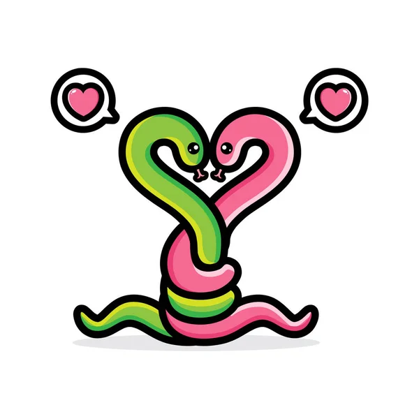 Vector Design Pair Snakes Love — Stock Vector