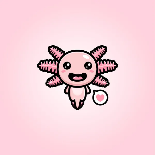 Niedliches Axolotl Maskottchen Chibi Design — Stockvektor