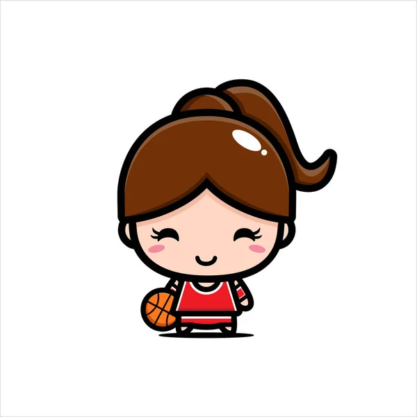 Cute Girl Basketball Player Vector Design — Stock Vector