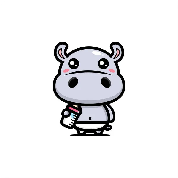 Cute Baby Hippo Vector Design — Stock Vector